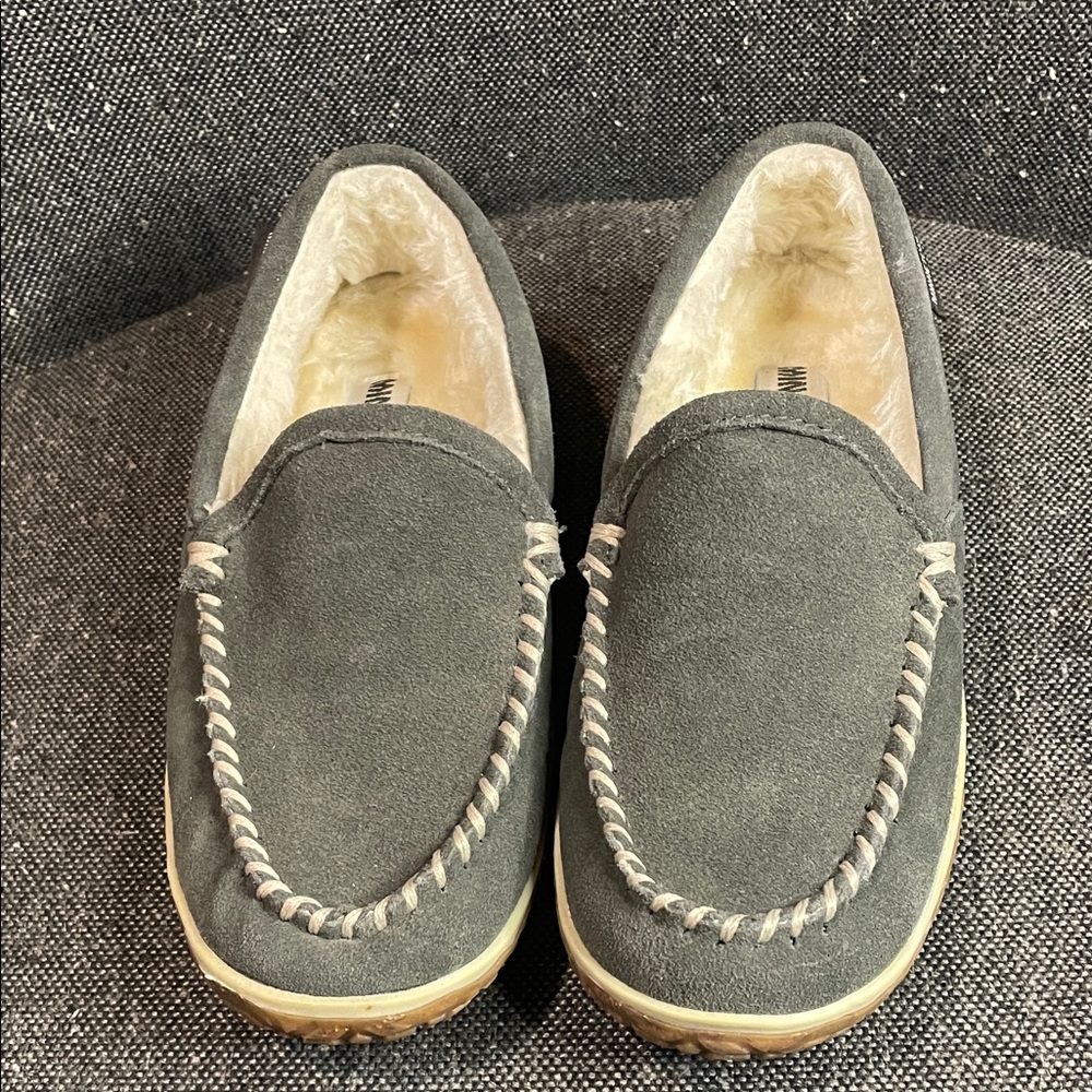 Minnetonka Gray Suede Loafers